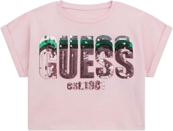 Guess Kids T-shirt con logo di paillettes Bambina