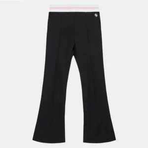 Pantaloni neri a gamba larga con elastico in vita in bianco e rosa per ragazze con logo Guess
