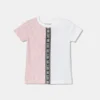 Guess T-shirt bicolore per bambina mini nei colori bianco e rosa pallido con loghi