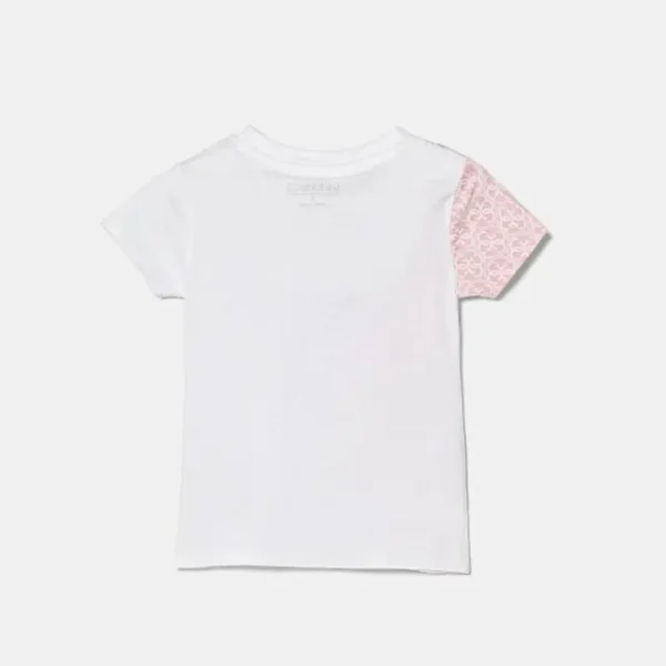Guess T-shirt bicolore per bambina mini nei colori bianco e rosa pallido con loghi
