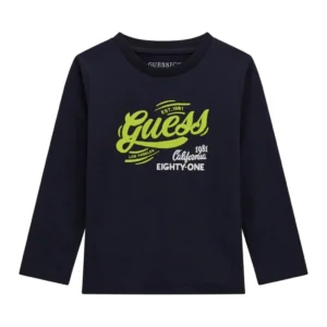 Guess T-shirt Maniche Lunghe Regular Fit Blu scuro Bambino