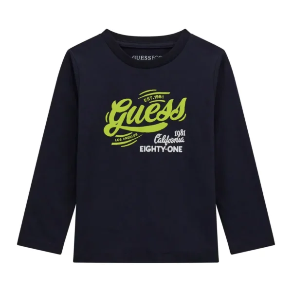 Guess T-shirt Maniche Lunghe Regular Fit Blu scuro Bambino