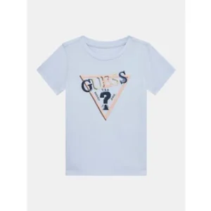 Guess Kids T-shirt con logo triangolare Azzurra Bambino